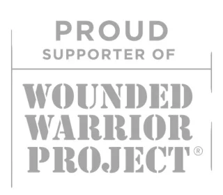 Text reading "Proud Supporter of Wounded Warrior Project" in bold, stencil-style font.